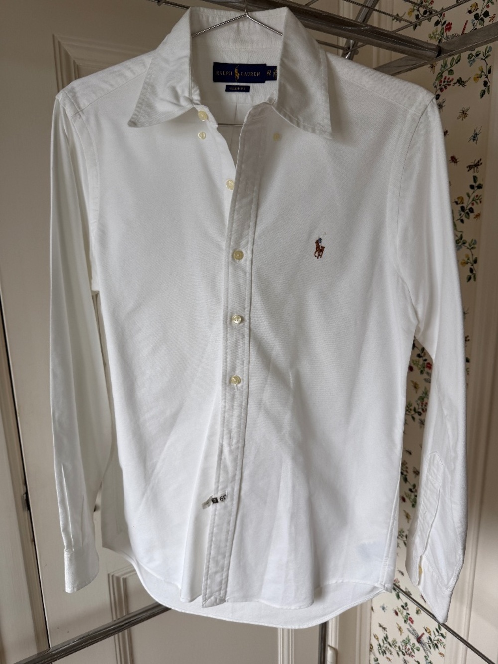 Ralph Lauren White Oxford Button Front Shirt Classic Fit Pony Logo XS